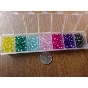 Mixed Color Scribble Glass Beads 4mm in Container Set #2